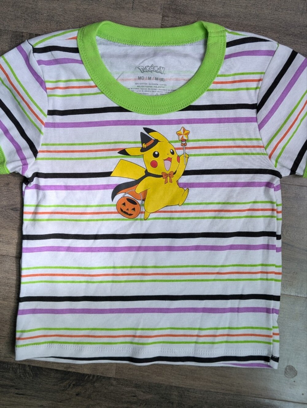 Pokemon Kids Halloween Pikachu Witch Graphic Tee Shirt Size Medium 8 NWT